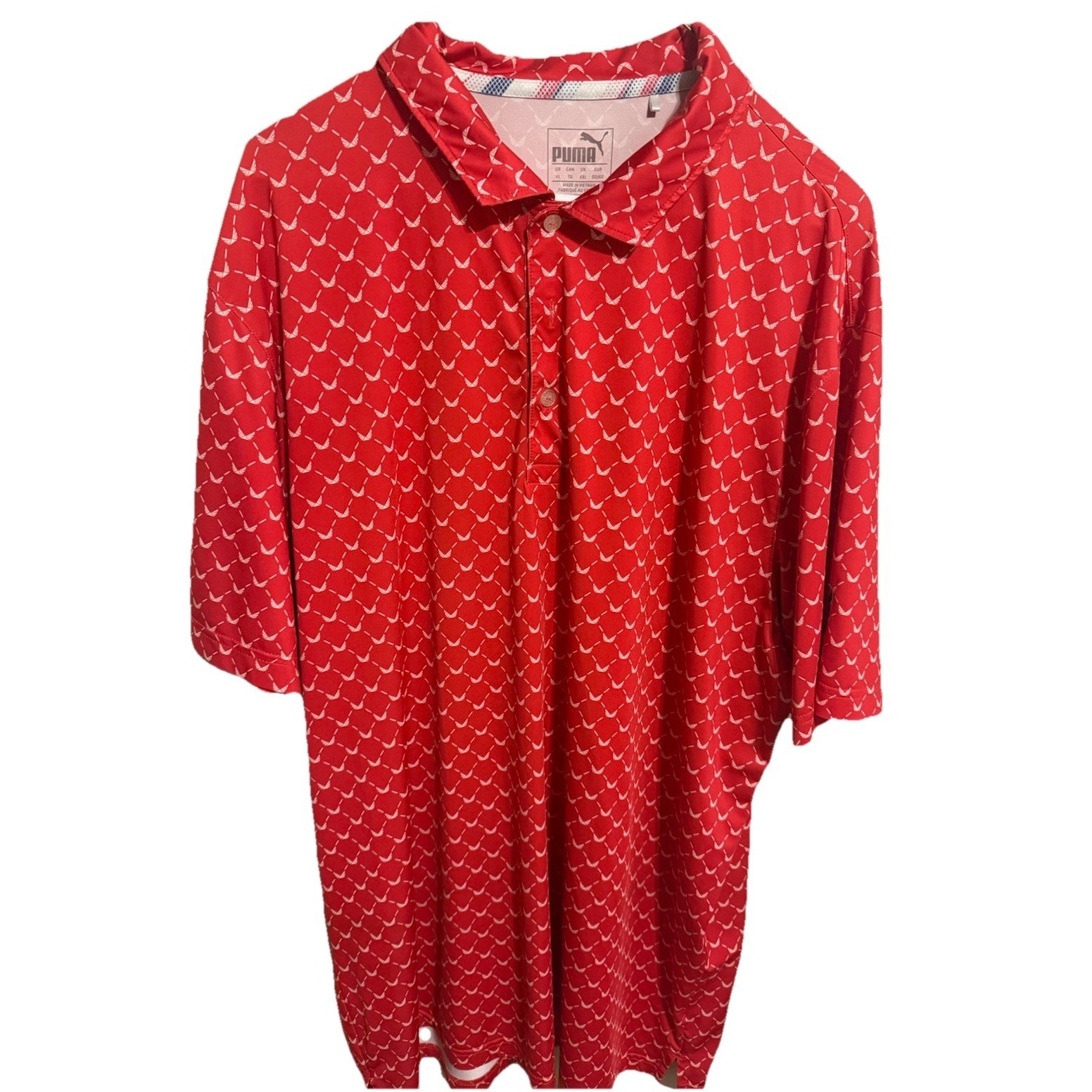 Puma Volition America Polo Shirt Mens Xl Red All Over Print Performance Golf
